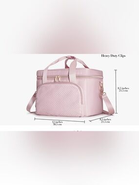 Large Makeup Bag, Cosmetic Case, Travel Makeup Organizer, Shoulder Strap, Pink